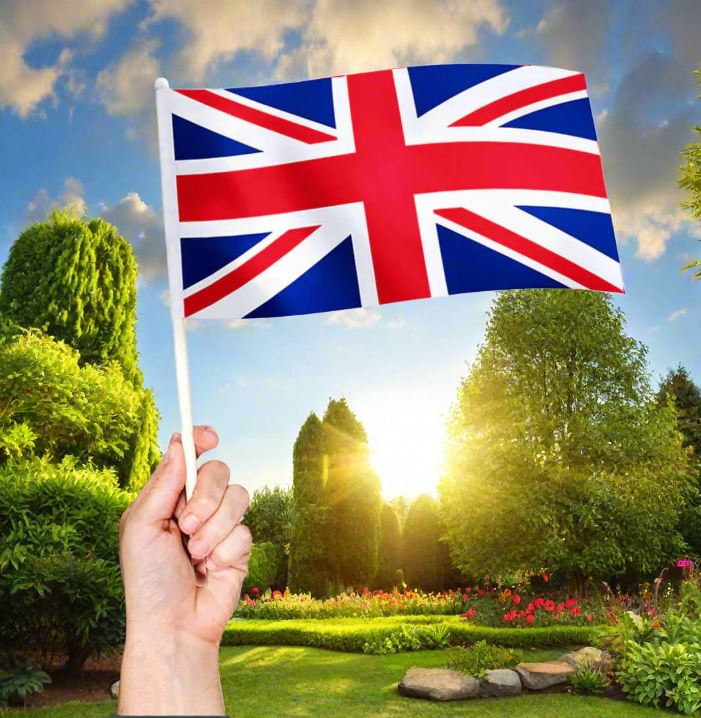 British Union Jack Flags 4 Pack - 12" x 8"