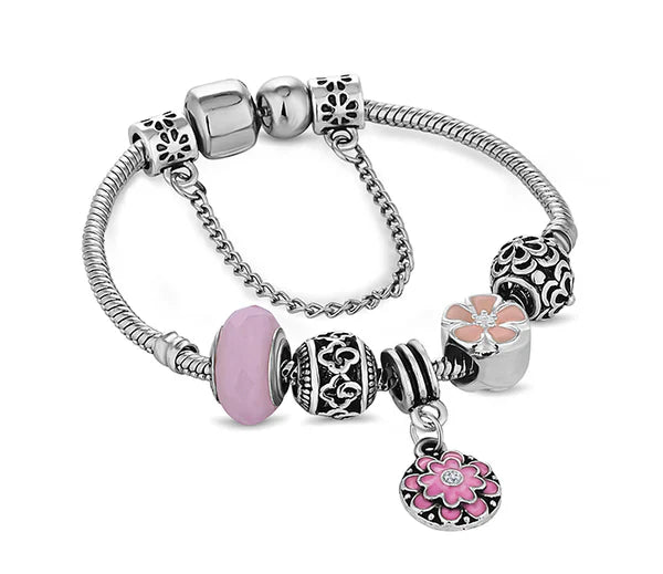 Diamond Style London - Treasure Bracelet in Floral Light Purple - Small Size