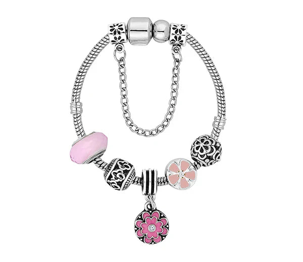 Diamond Style London - Treasure Bracelet in Floral Pink (Item code: Treasurebrafloral)