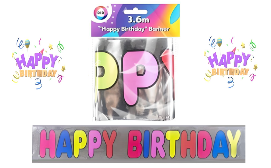 Happy Birthday Balloon Banner - 3.6m