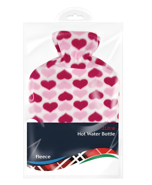 2-Litre Hot Water Bottles with Soft Fleece Cover
