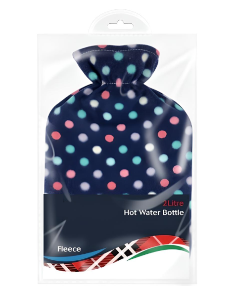 2-Litre Hot Water Bottles with Soft Fleece Cover