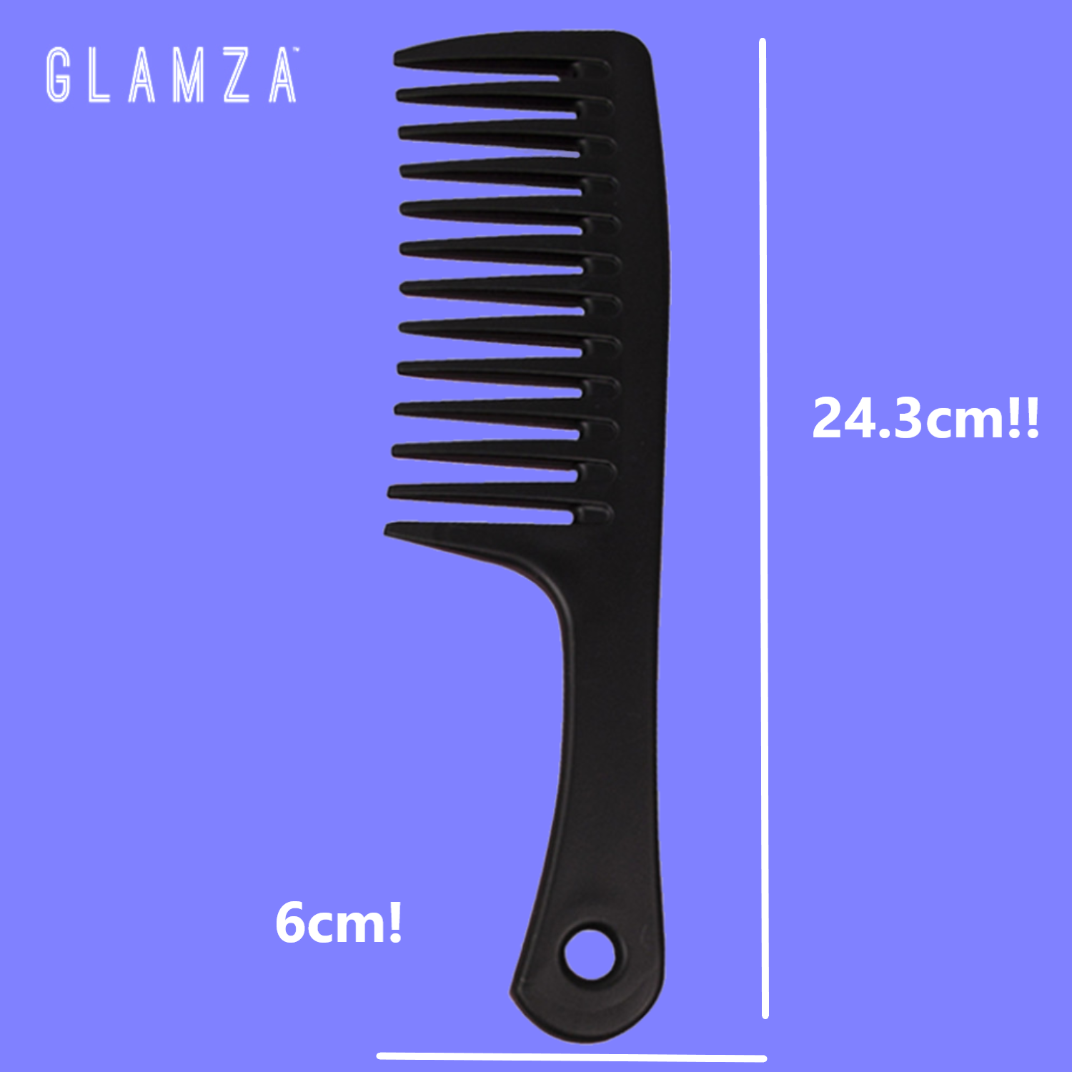 Glamza Big Wide Tooth Comb - Black