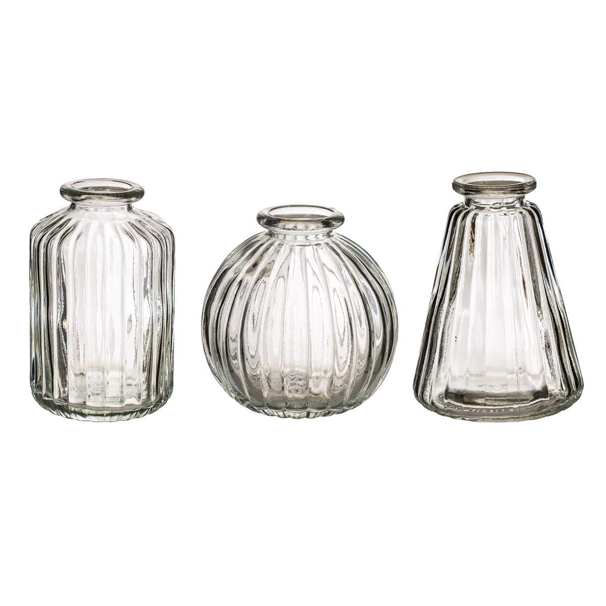 Sass Belle Plain Glass Bud Vases Set Of 3 Clear