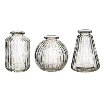 Sass Belle Plain Glass Bud Vases Set Of 3 Clear
