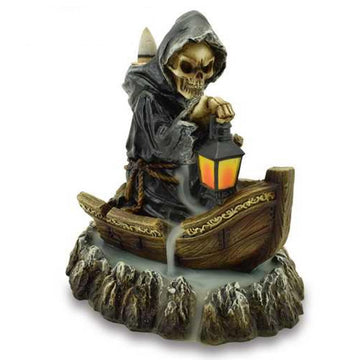 Puckator The Reaper Boatman Of Death Backflow Incense Burner Home Zen Meditation Decor Accessories Incense Waterfall Cone Burner Spiritual Feng Shui Gothic Relaxation Gifts Gift Desk Ornaments