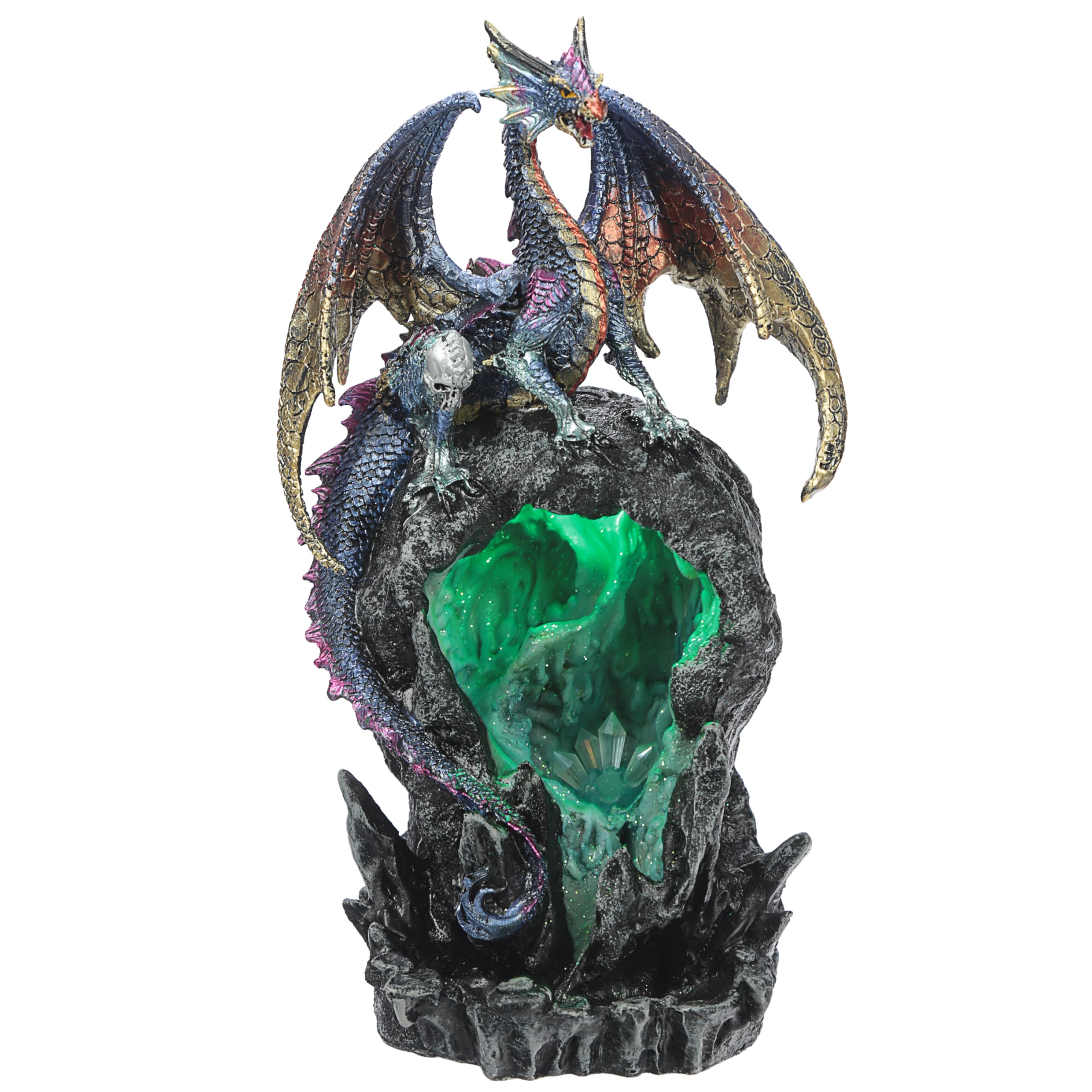 Puckator Led Ice Dragon Dark Legends Resin Backflow Waterfall Incense Holder Home Aromatherapy Ornament Decor 6 Free Backflow Cones Height 28Cm Width 155Cm Depth 13Cm Multi