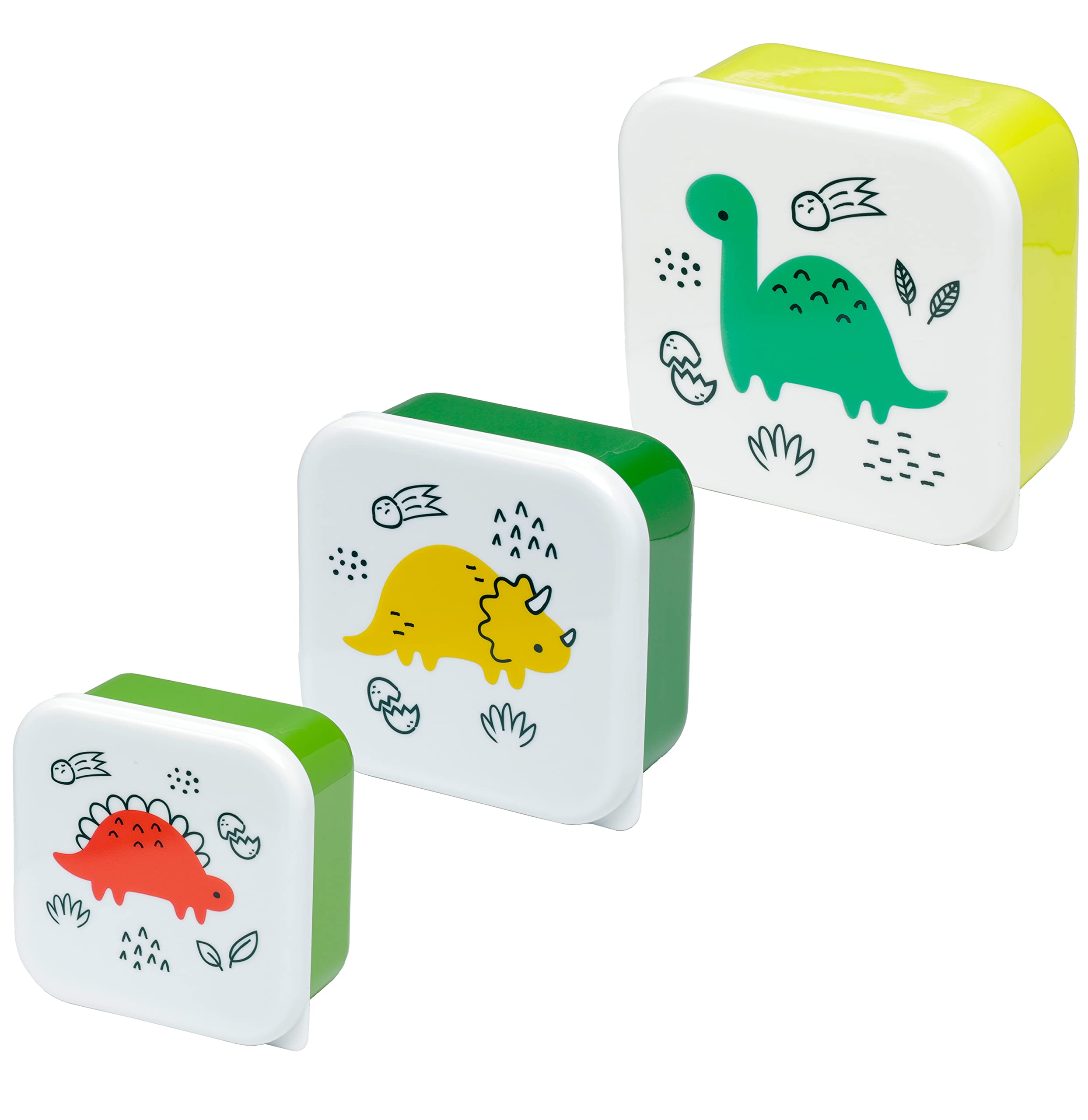 Puckator Dinosauria Jr Set Of 3 Lunch Box Snack Storage Sml Lunchbox With Multi Compartments Small Food Containers For Adults And Kids Girls Boys Lunchbox Food Prep With Lids
