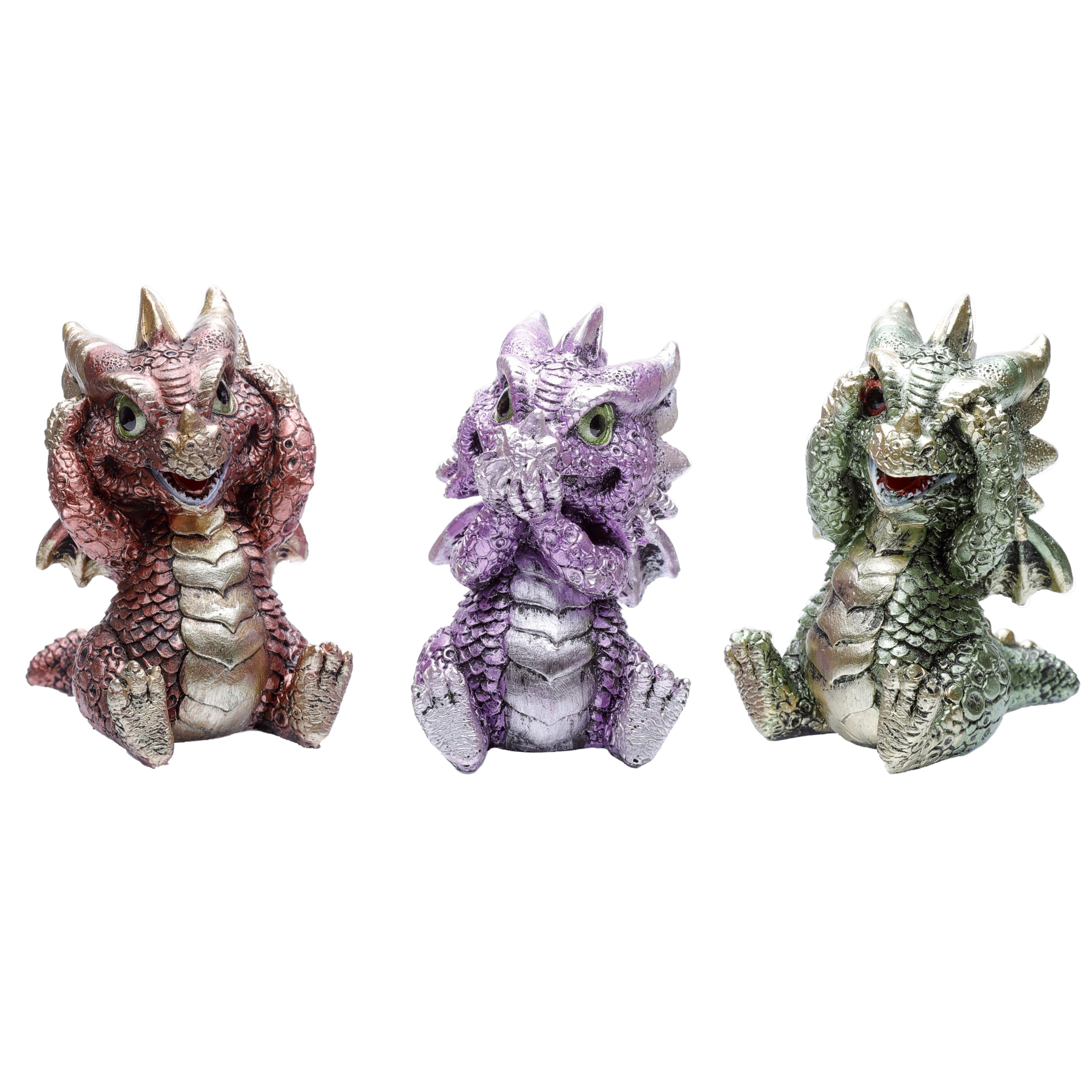 Puckator Drg543 Set Of 3 Elements Baby Dragon Hear No Speak No See No Evil