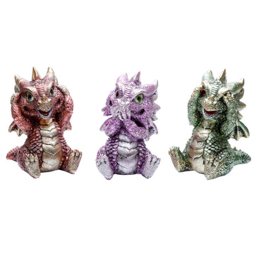 Puckator Drg543 Set Of 3 Elements Baby Dragon Hear No Speak No See No Evil