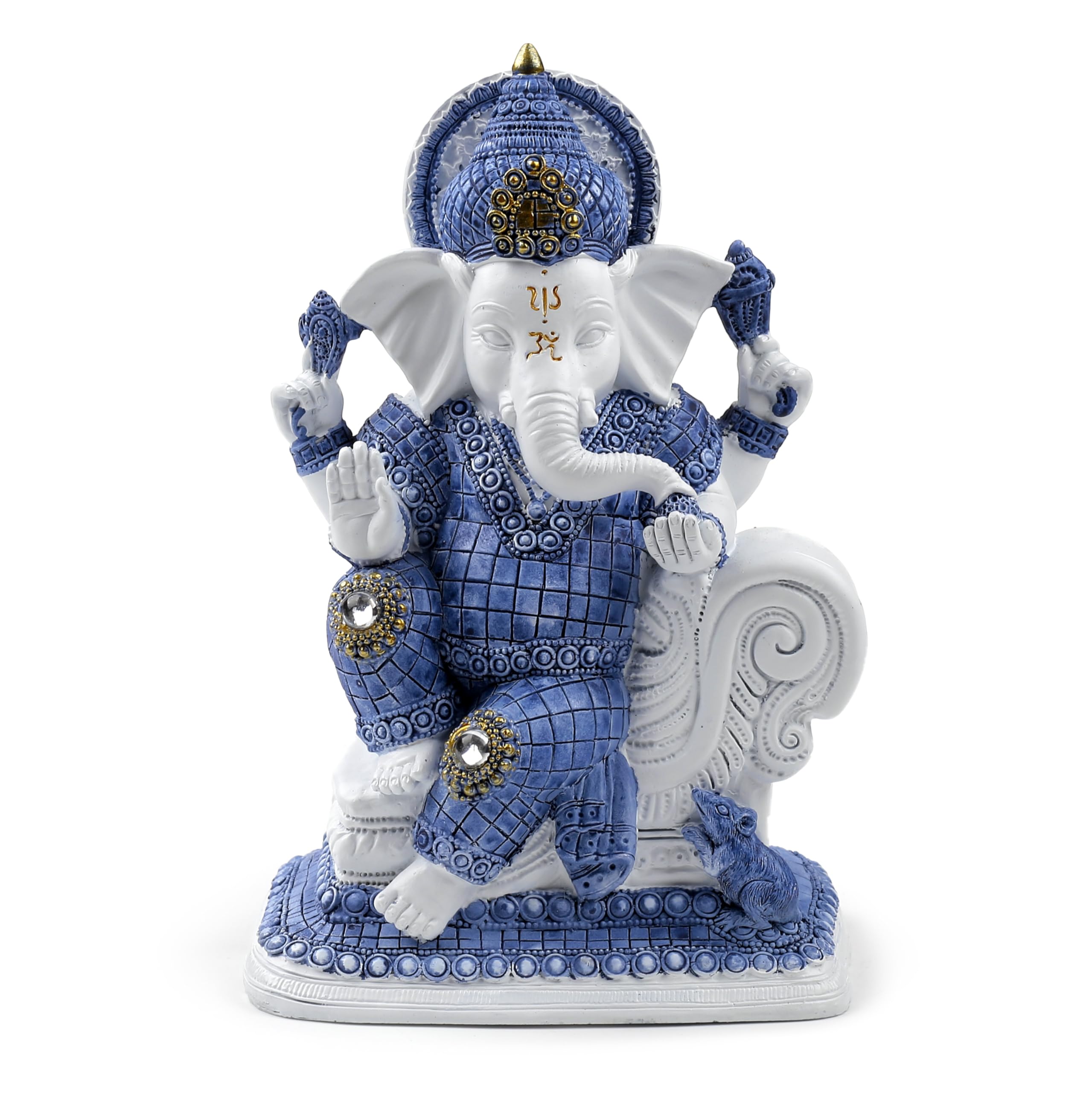 Puckator White Blue Ganesh Meditation Ganesh Ganesha Idol Statue Statues For Home Decor Ganapati Ganpati Indian Decoration Decorations Home Hindu Gift Gifts Items For Women