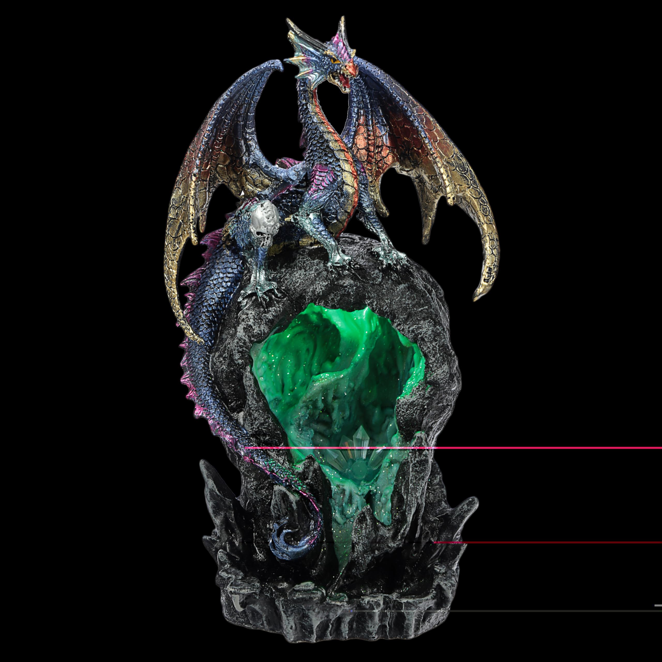 Puckator Led Ice Dragon Dark Legends Resin Backflow Waterfall Incense Holder Home Aromatherapy Ornament Decor 6 Free Backflow Cones Height 28Cm Width 155Cm Depth 13Cm Multi