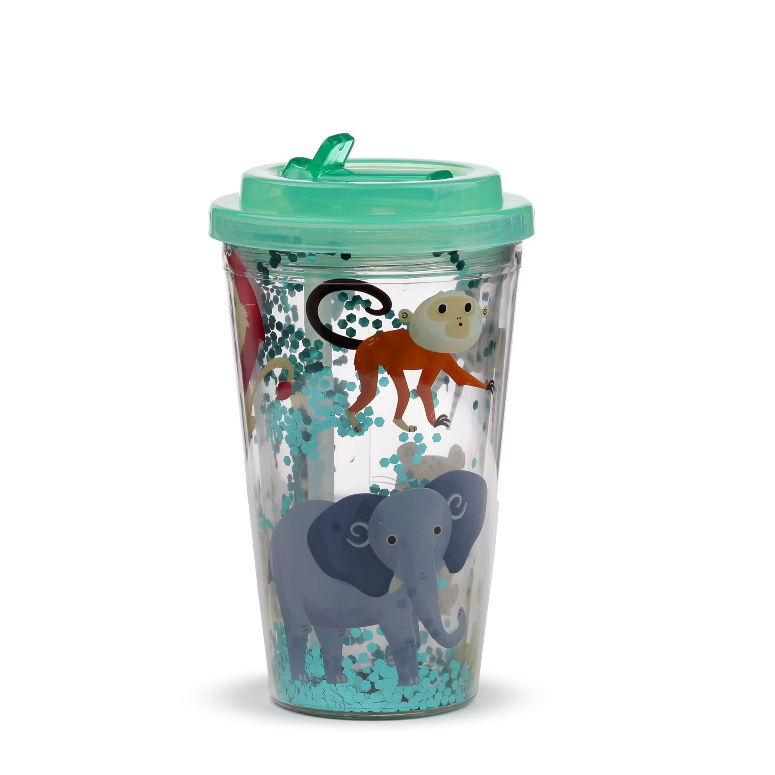 Puckator Shatterproof Zooniverse Double Walled Cup Straw Insulated Tumbler Cups With Lids And Straws For Adults Children Travel Thermal Cup With Straw Water Bottles With Staw