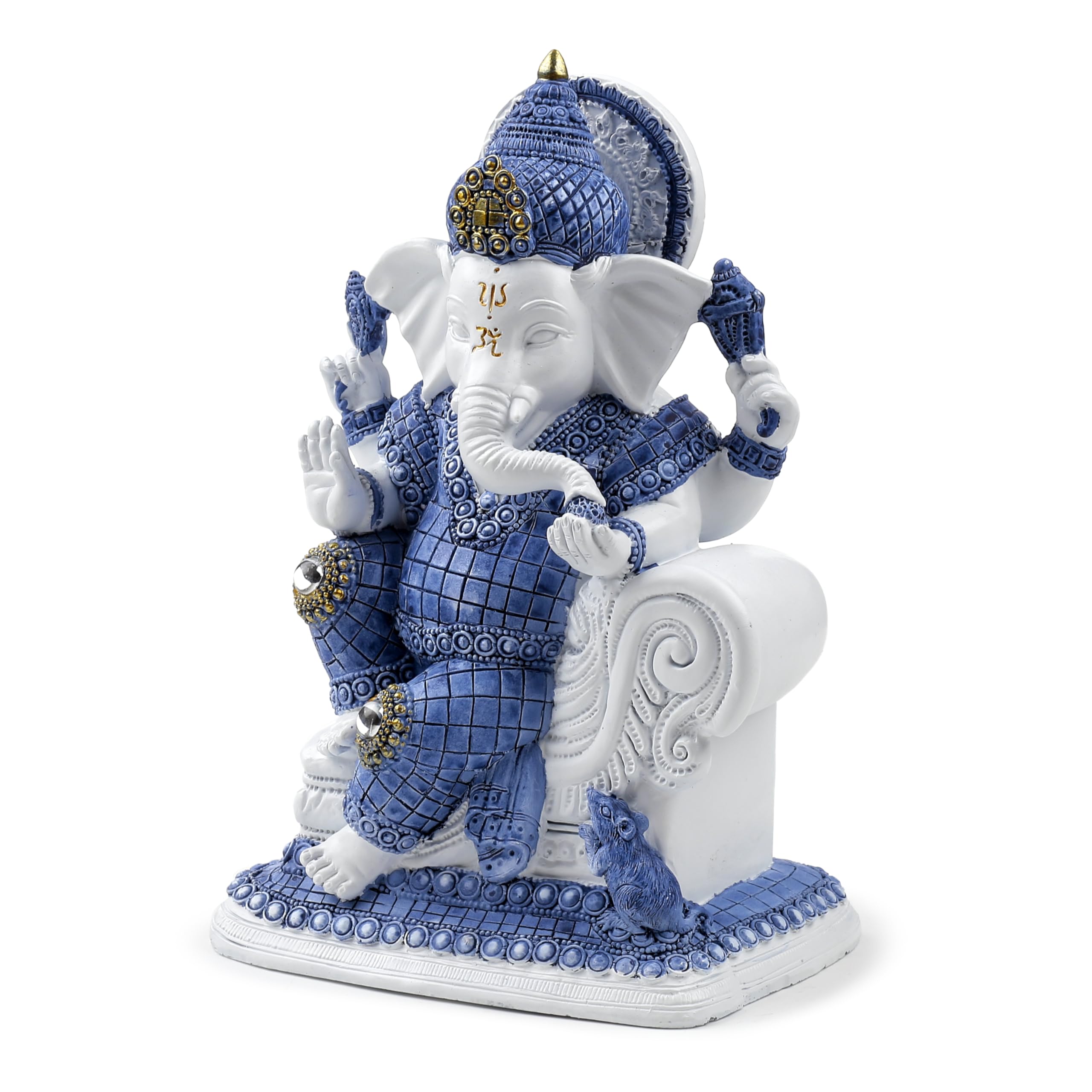 Puckator White Blue Ganesh Meditation Ganesh Ganesha Idol Statue Statues For Home Decor Ganapati Ganpati Indian Decoration Decorations Home Hindu Gift Gifts Items For Women