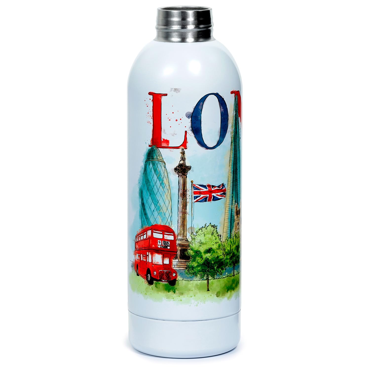 Puckator Bot194 London Tour Reusable Stainless Steel Hot Cold Thermal Insulated Drinks Bottle 530Ml