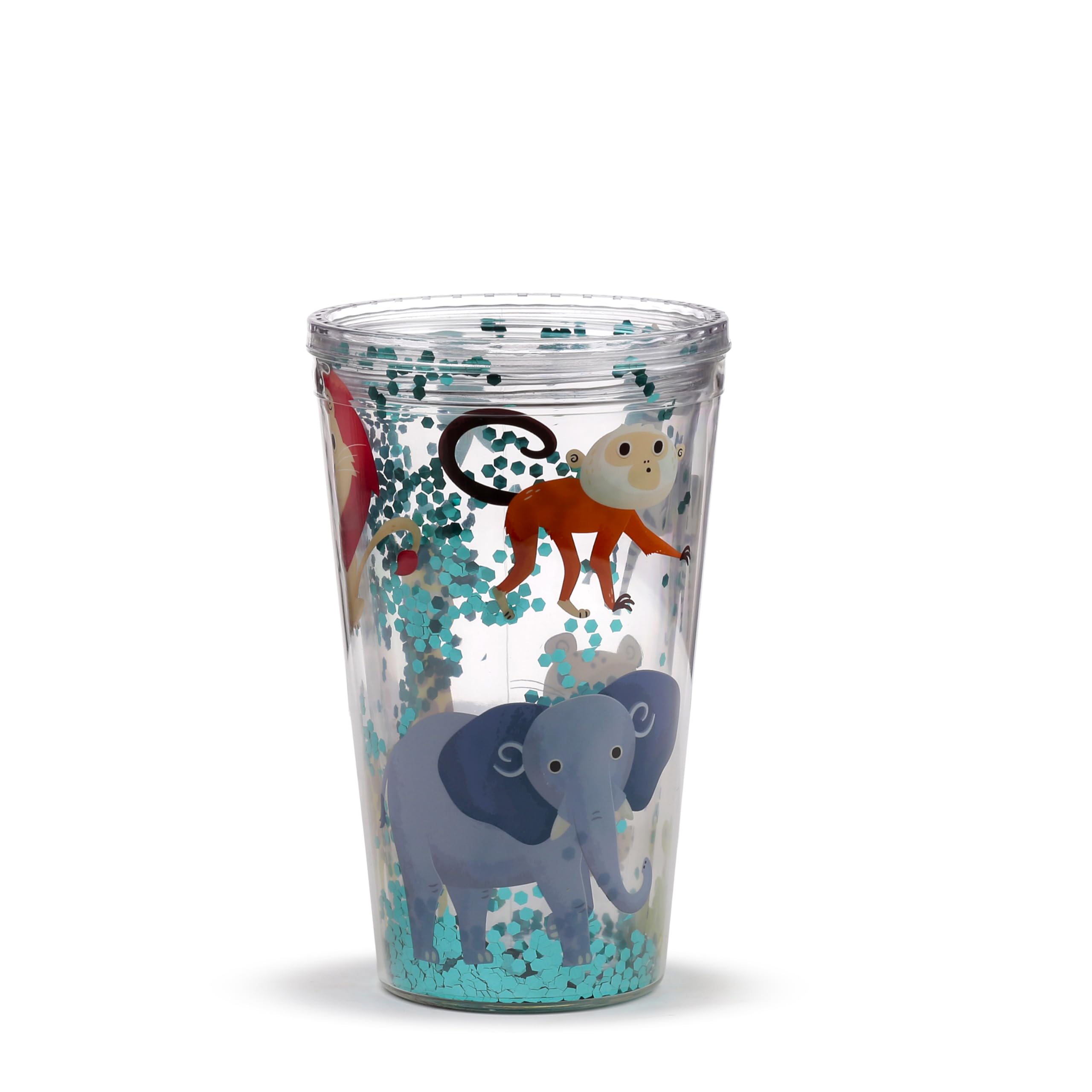 Puckator Shatterproof Zooniverse Double Walled Cup Straw Insulated Tumbler Cups With Lids And Straws For Adults Children Travel Thermal Cup With Straw Water Bottles With Staw