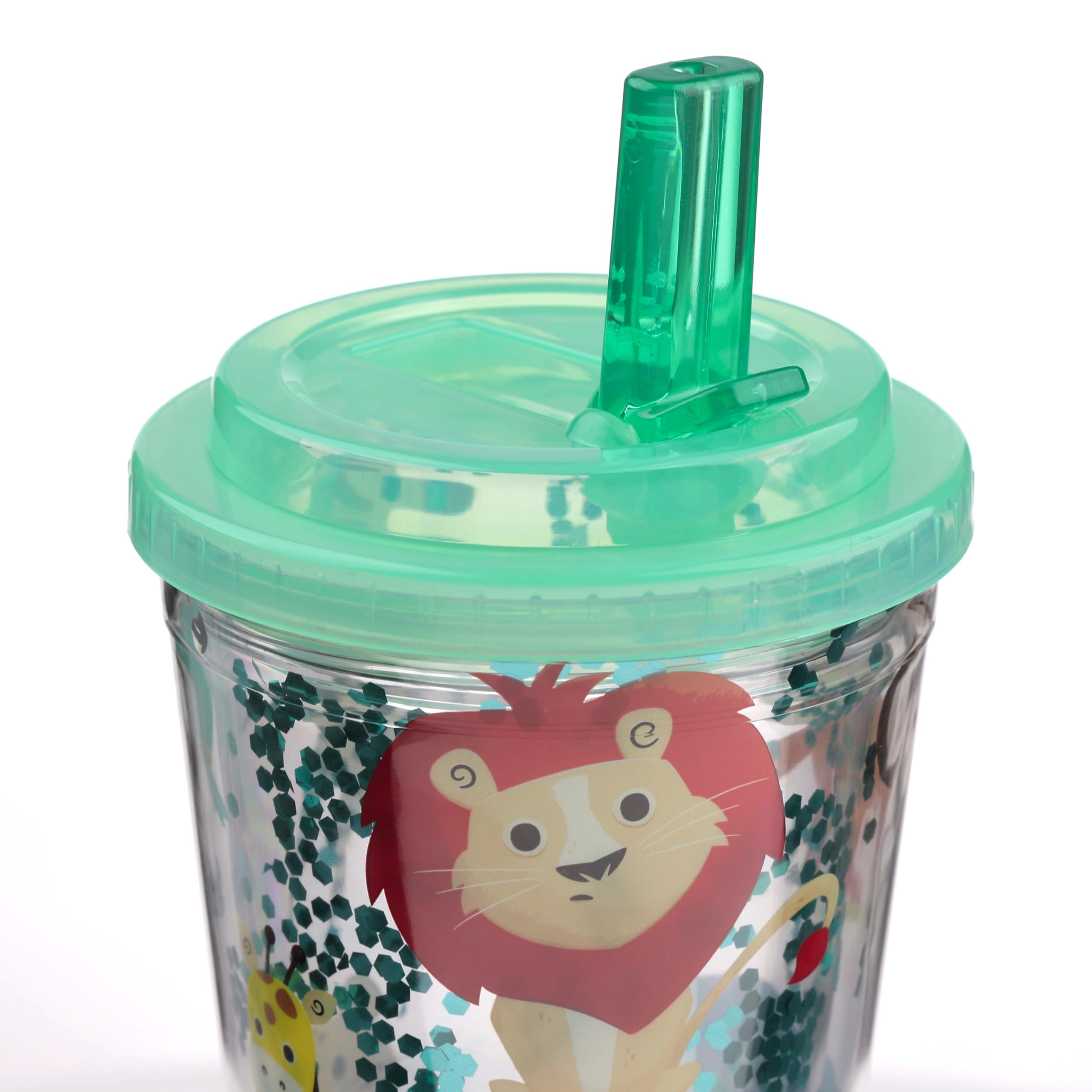 Puckator Shatterproof Zooniverse Double Walled Cup Straw Insulated Tumbler Cups With Lids And Straws For Adults Children Travel Thermal Cup With Straw Water Bottles With Staw
