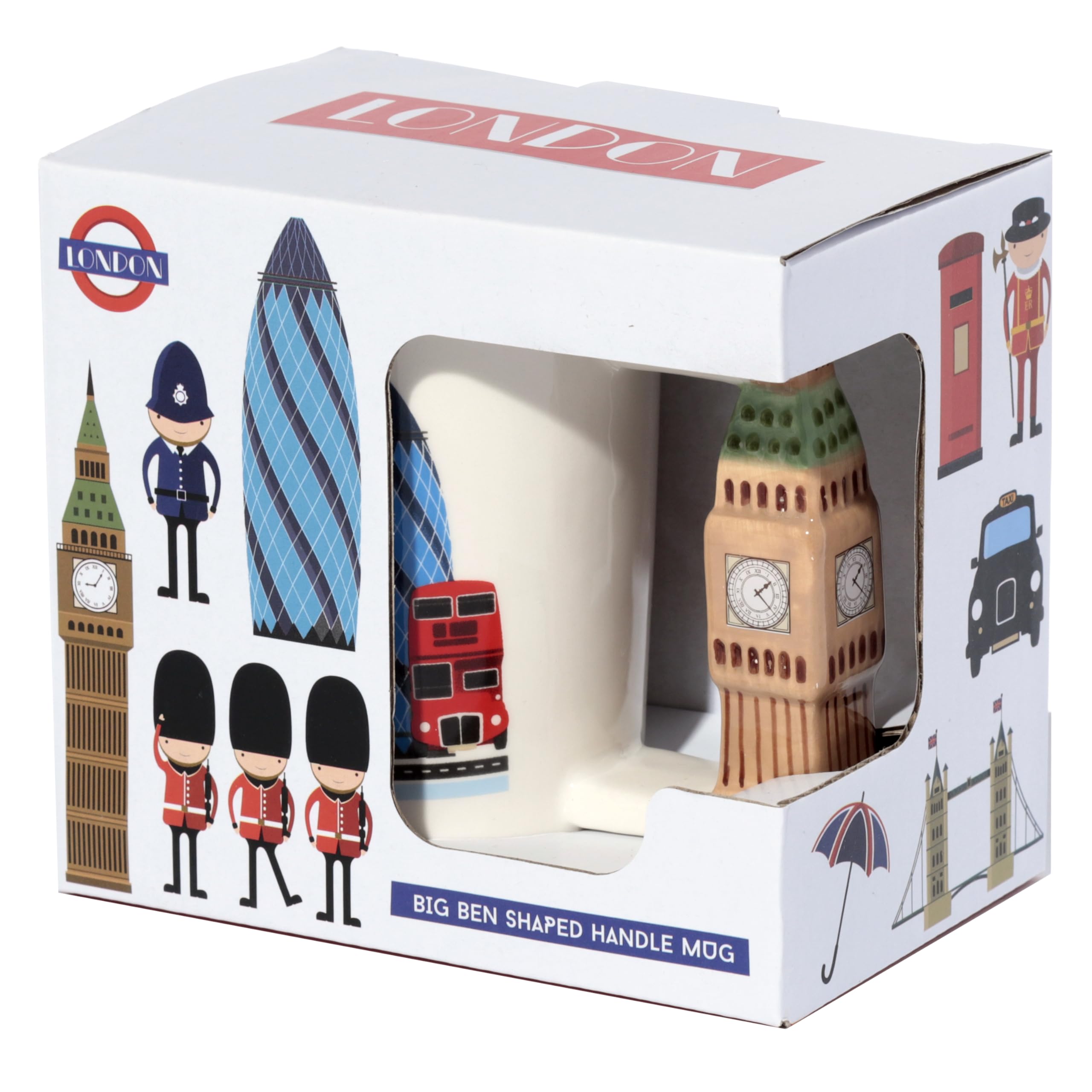 Puckator London Souvenir Big Ben Ceramic Shaped Handle Tea Coffee Mug Funny Home Accessories Cute Gifts For Girlfriend Large Mugs For Men Women Hot Drinks Cups Presents Secret Santa Gift Cup Set