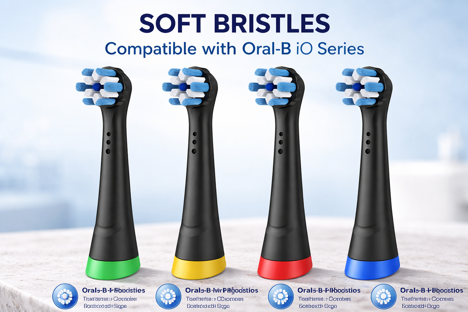 Glamza Oral B 'IO Series' compatible Soft Bristles toothbrush - Black or White