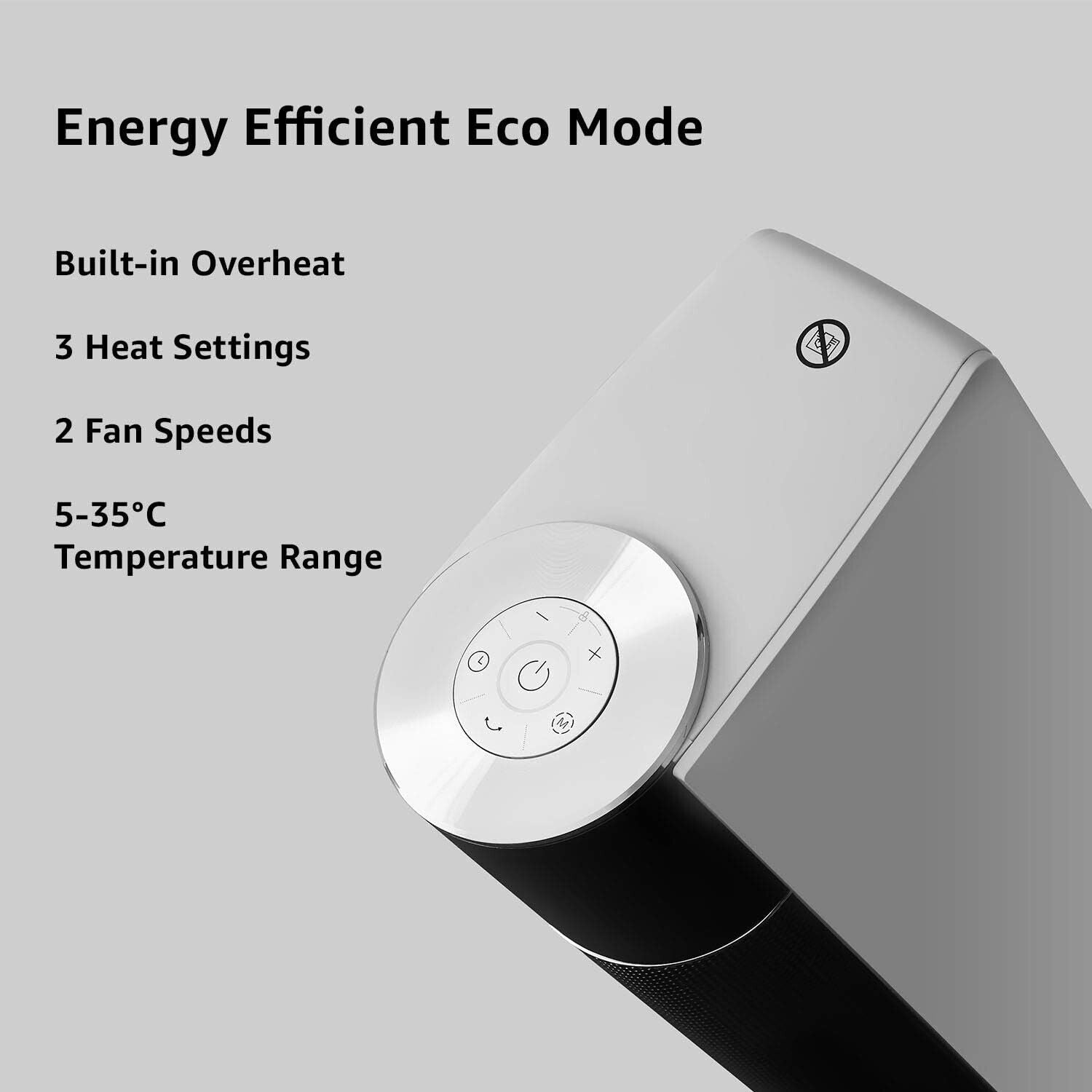 Amazon Basics ECO Oscillating Portable Tower Heater Fan