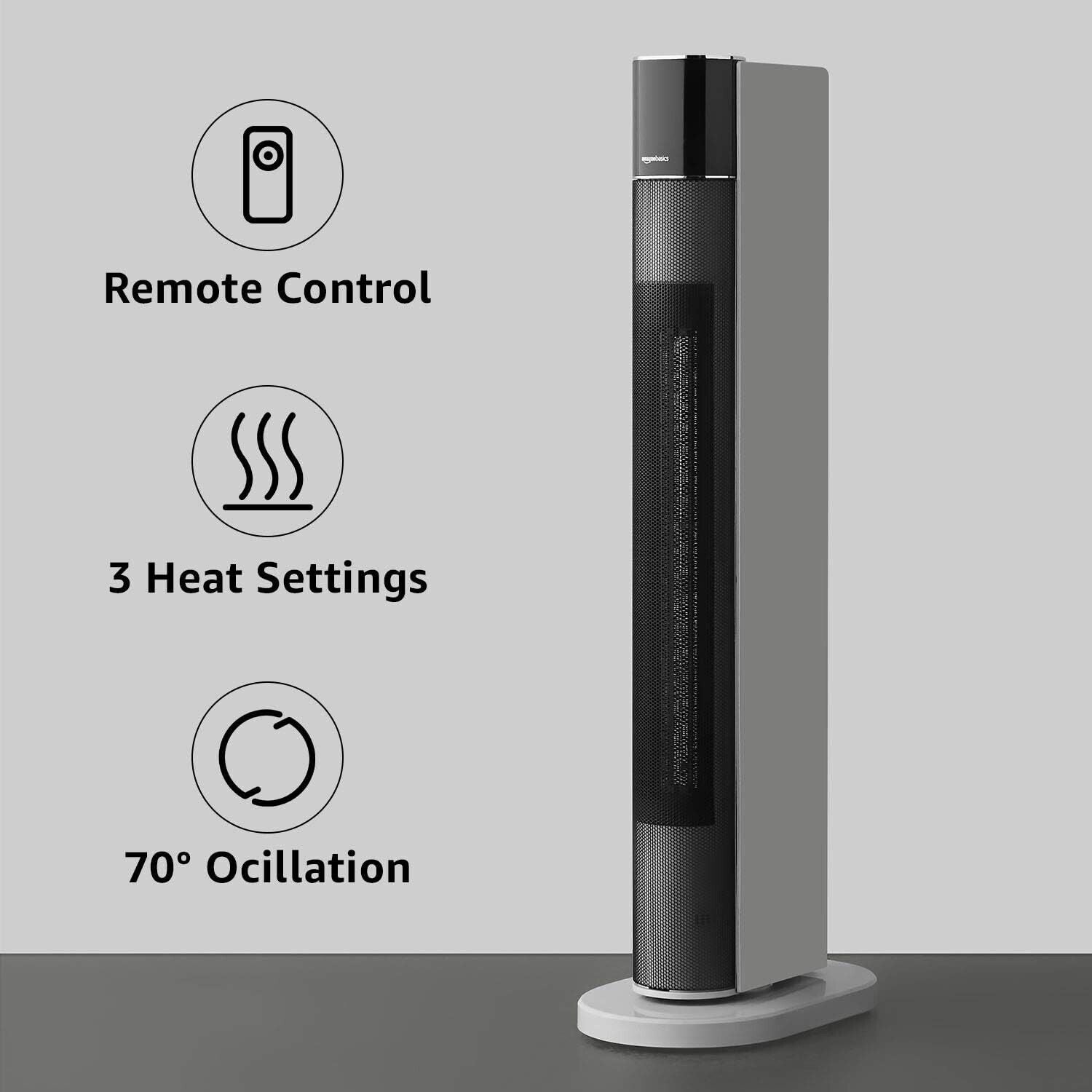 Amazon Basics ECO Oscillating Portable Tower Heater Fan