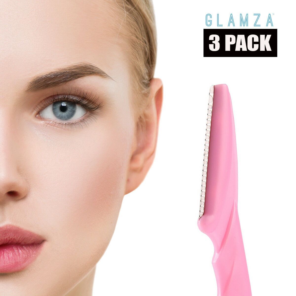Glamza No Flick Eyebrow & Dermaplaning Razors – 3 Pack