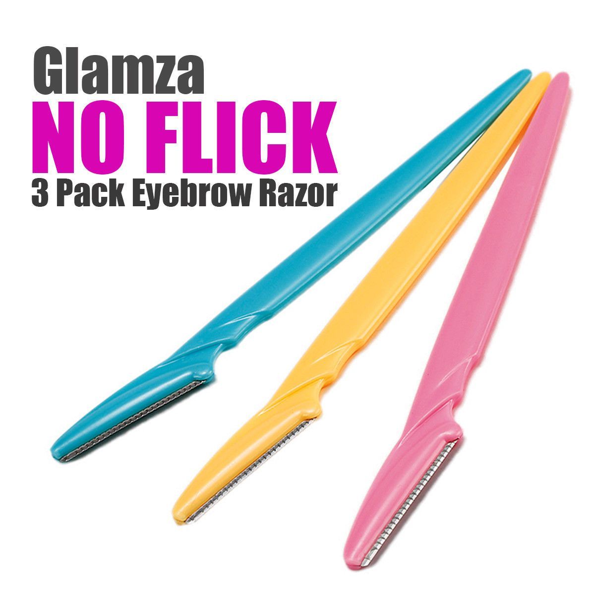 Glamza No Flick Eyebrow & Dermaplaning Razors – 3 Pack