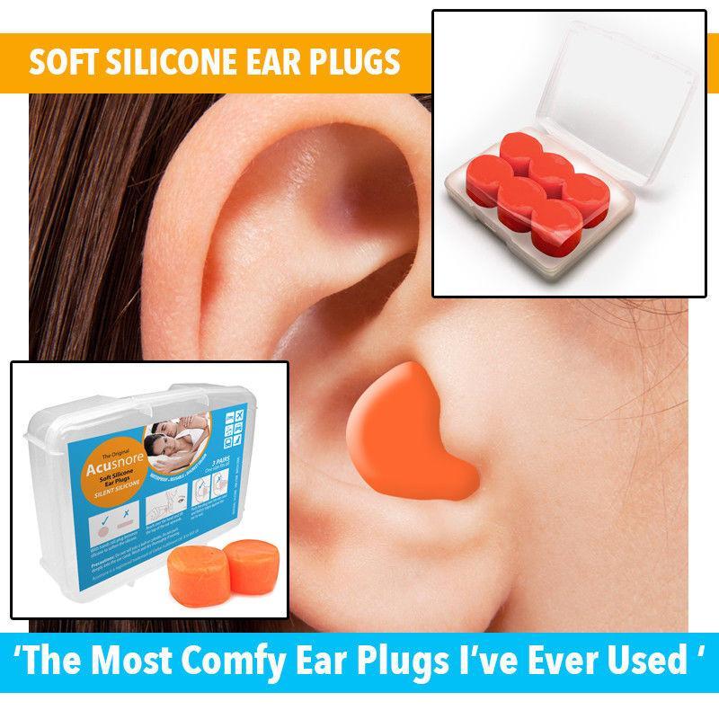 Acusnore Soft Silicone Ear Plugs for Better Sleep- 6 Pack For Premium Noise Reduction & Comfort