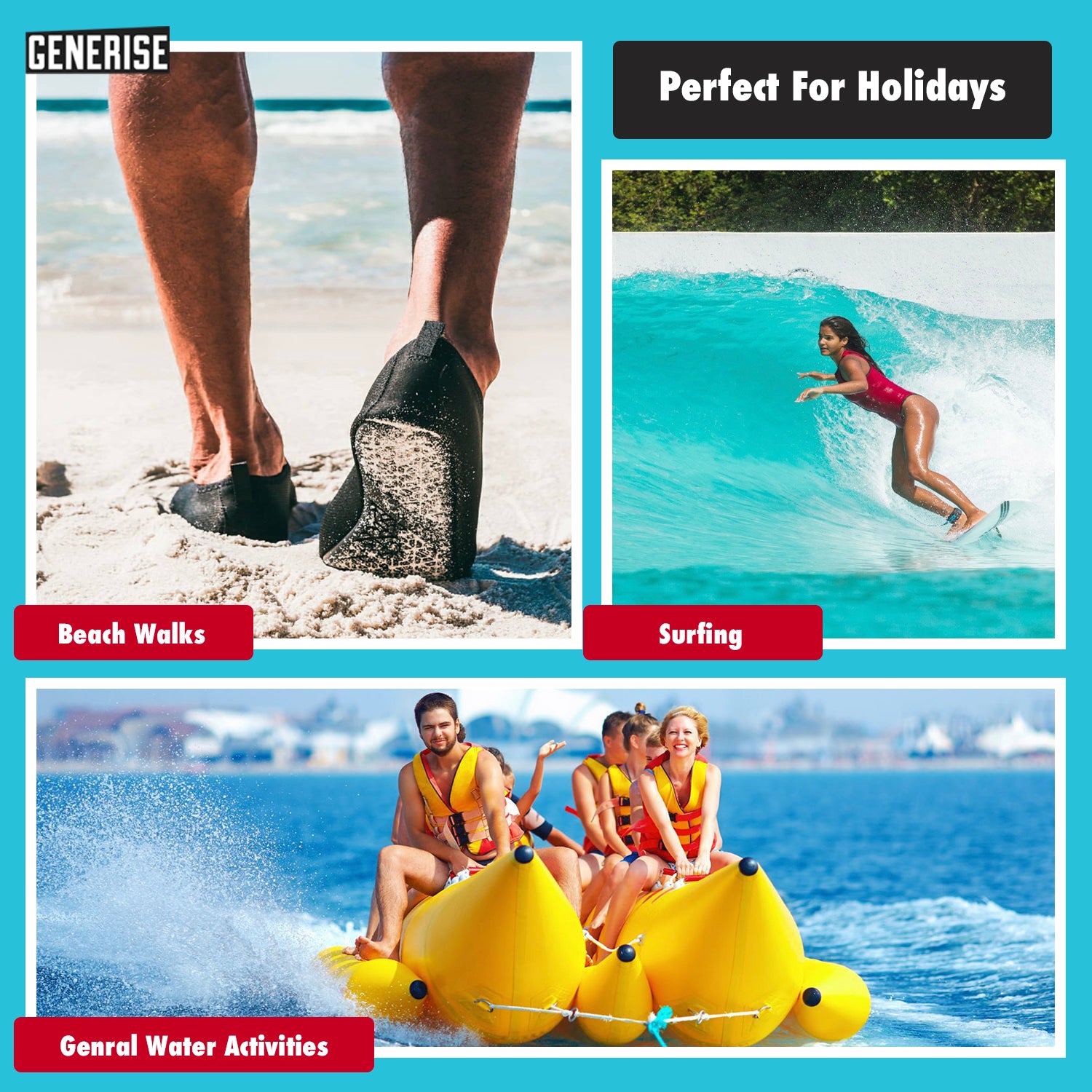 Generise Non Slip Quick Dry Water Shoes - Pair