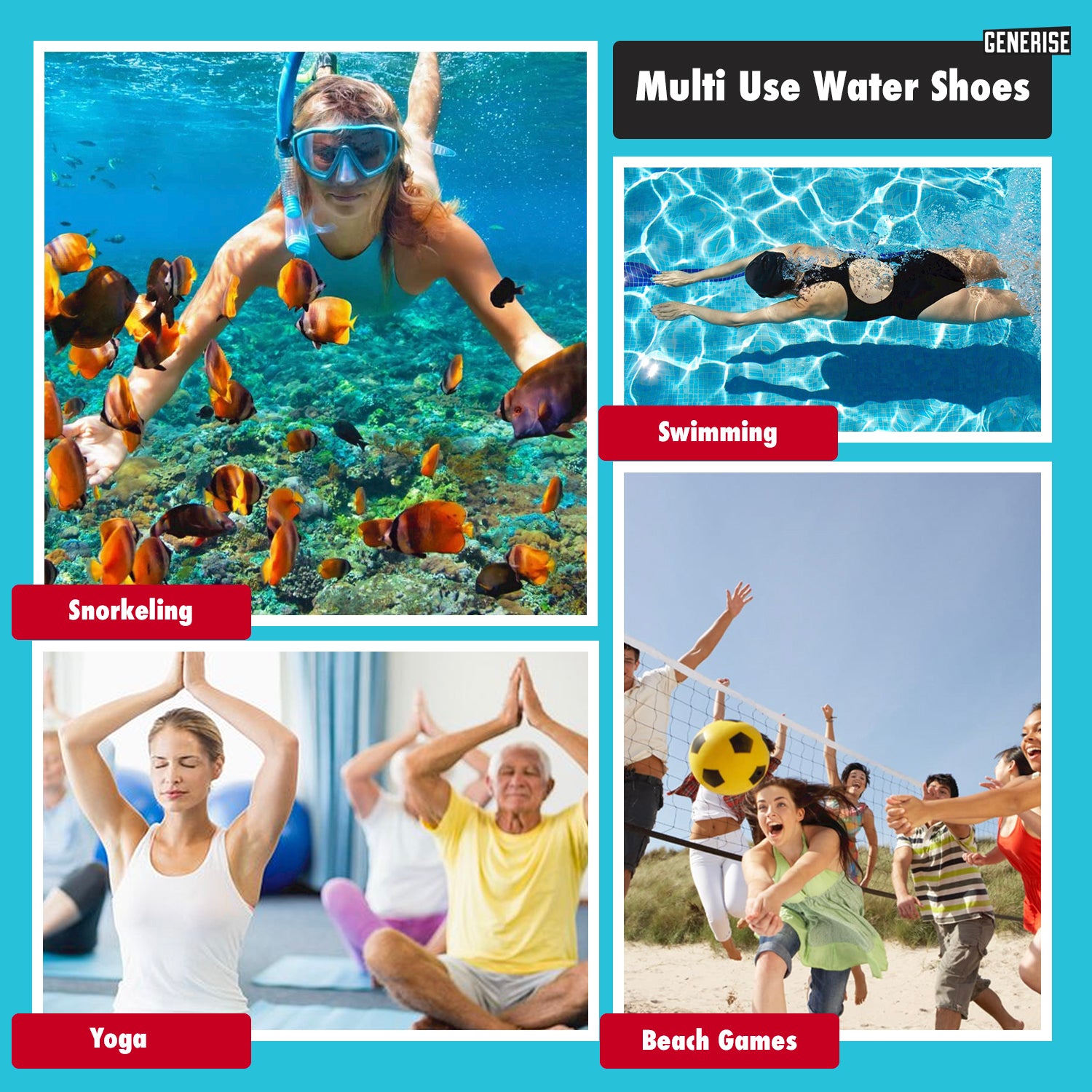 Generise Non Slip Quick Dry Water Shoes - Pair