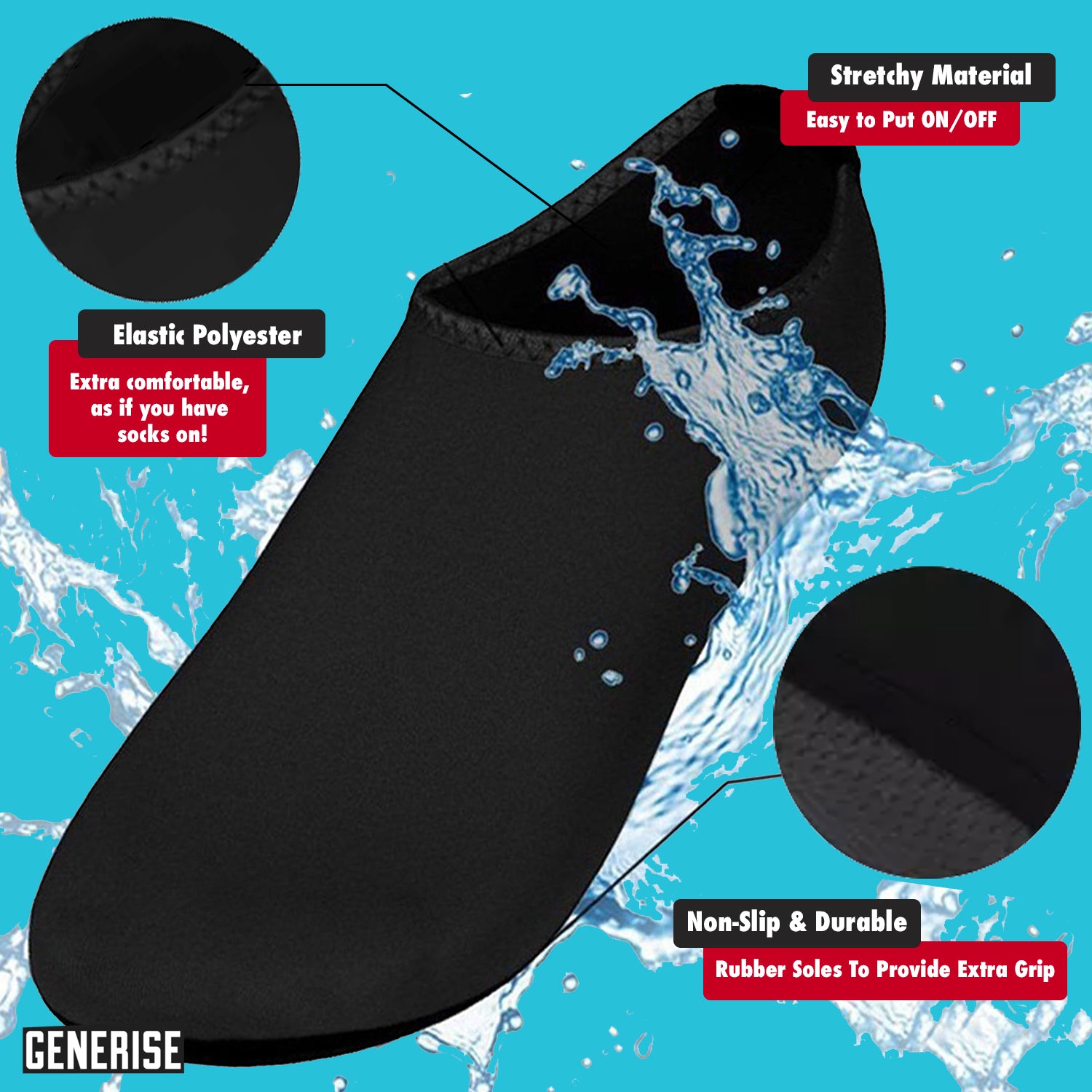 Generise Non Slip Quick Dry Water Shoes - Pair