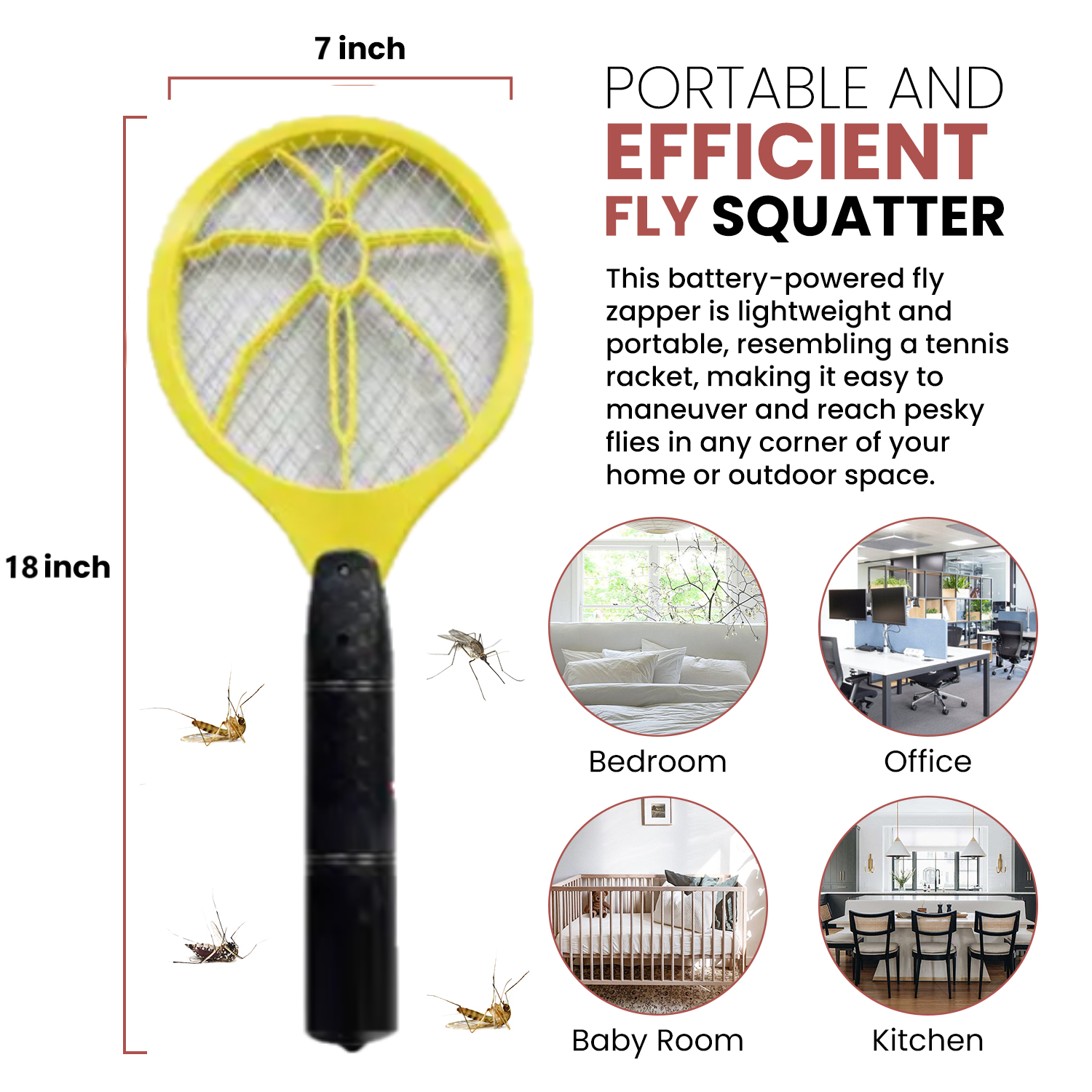 Generise Electric Bug Zapper – Bug Free Living with Delivery (Yellow with Black Handle)